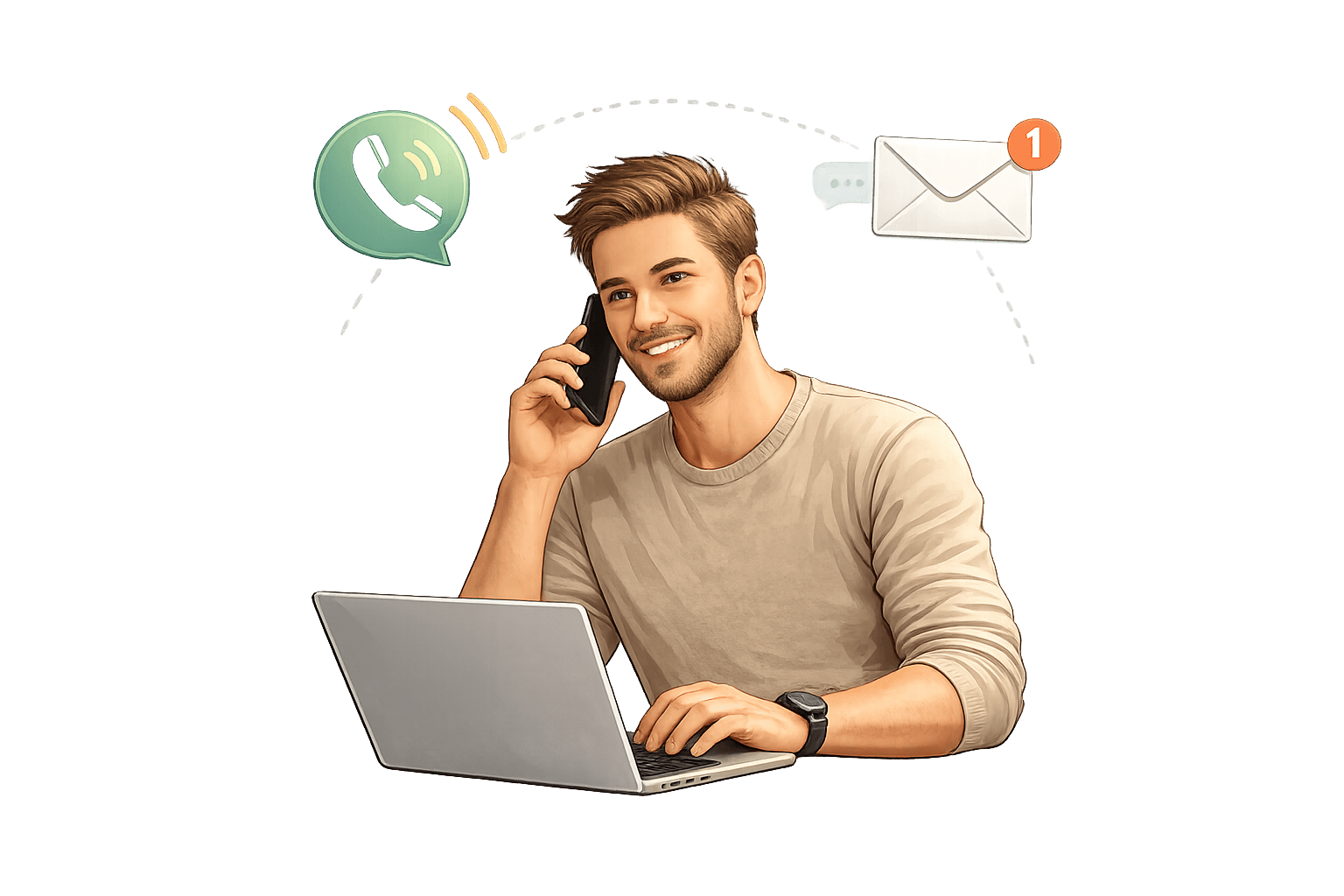 A guest calling and emailing at the same time to book a table.